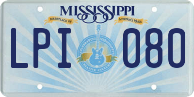MS license plate LPI080
