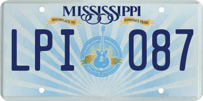 MS license plate LPI087