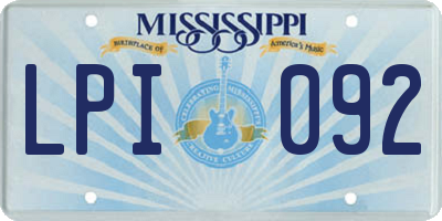 MS license plate LPI092