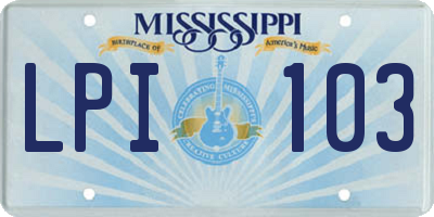 MS license plate LPI103