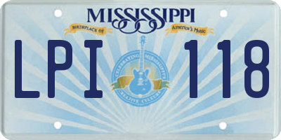 MS license plate LPI118