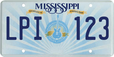 MS license plate LPI123