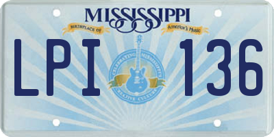 MS license plate LPI136