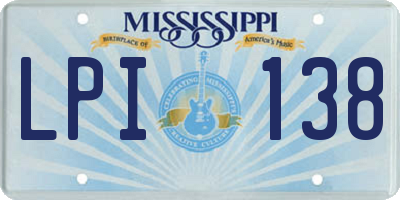 MS license plate LPI138