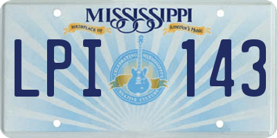 MS license plate LPI143