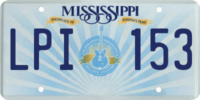 MS license plate LPI153
