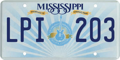 MS license plate LPI203