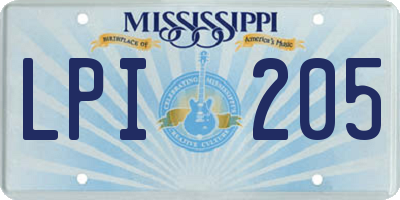 MS license plate LPI205