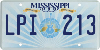 MS license plate LPI213