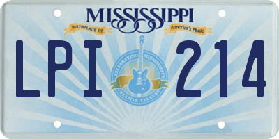 MS license plate LPI214
