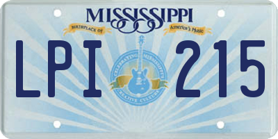 MS license plate LPI215