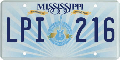 MS license plate LPI216