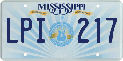MS license plate LPI217