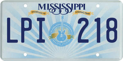 MS license plate LPI218