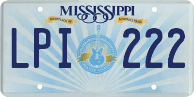 MS license plate LPI222