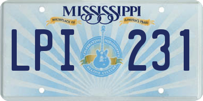 MS license plate LPI231