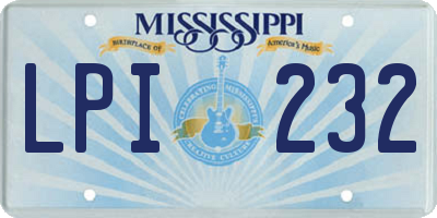 MS license plate LPI232