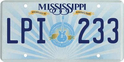 MS license plate LPI233