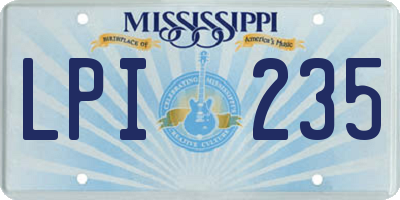 MS license plate LPI235