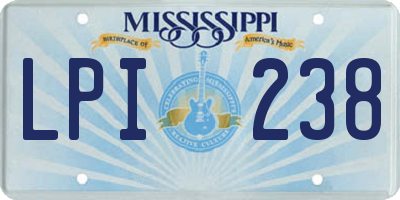 MS license plate LPI238