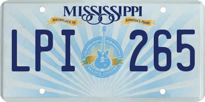 MS license plate LPI265