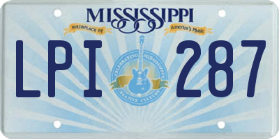 MS license plate LPI287