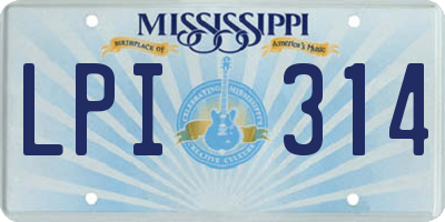 MS license plate LPI314