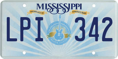 MS license plate LPI342