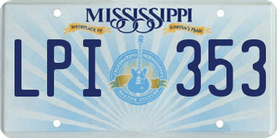 MS license plate LPI353
