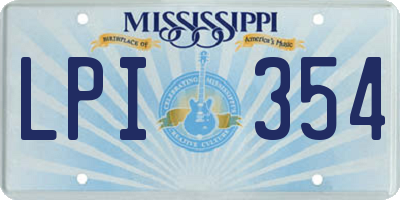 MS license plate LPI354