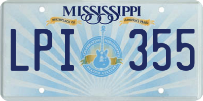 MS license plate LPI355