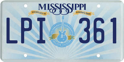 MS license plate LPI361