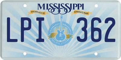MS license plate LPI362