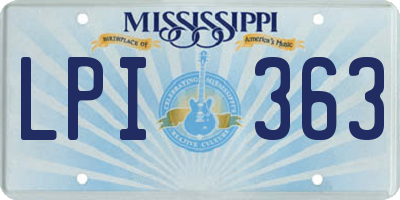 MS license plate LPI363