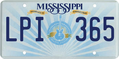 MS license plate LPI365