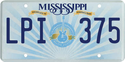 MS license plate LPI375