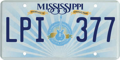 MS license plate LPI377