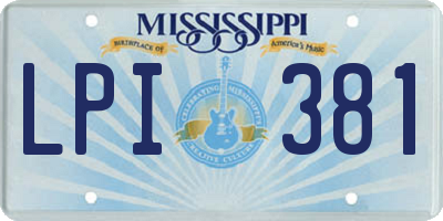 MS license plate LPI381