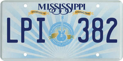 MS license plate LPI382
