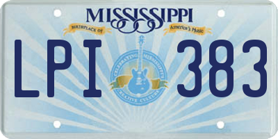 MS license plate LPI383