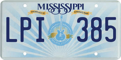MS license plate LPI385