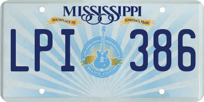 MS license plate LPI386