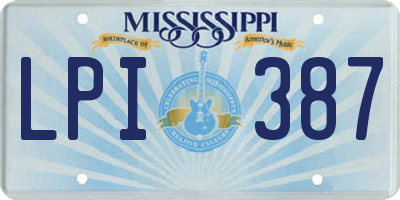 MS license plate LPI387