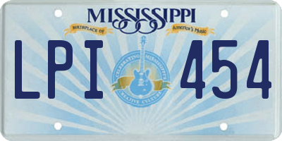 MS license plate LPI454