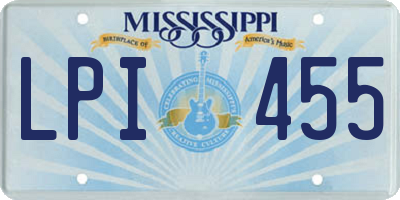 MS license plate LPI455