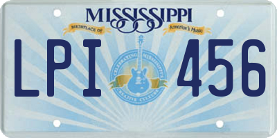 MS license plate LPI456