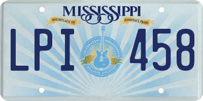 MS license plate LPI458