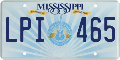 MS license plate LPI465