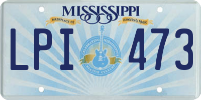 MS license plate LPI473