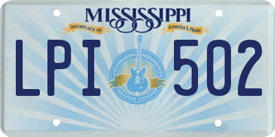 MS license plate LPI502